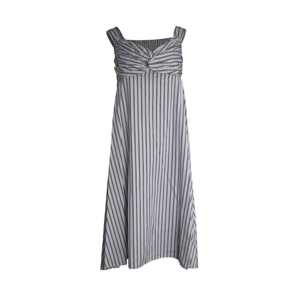 A.L.C. Arsenio Off The Shoulder Striped Poplin Midi Dress in White Cotton